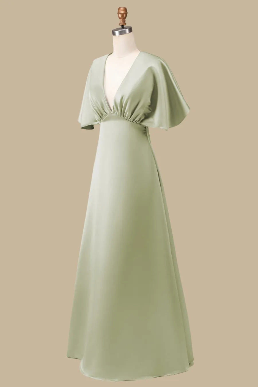 Plunge V Dress with Half Sleeves Mother of the Bride Dresses