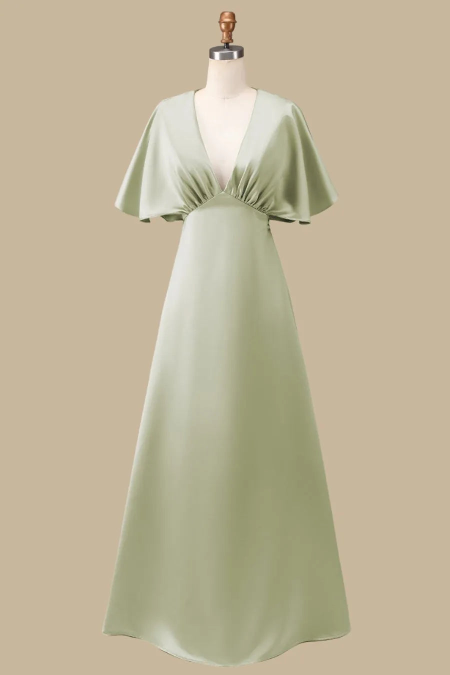 Plunge V Dress with Half Sleeves Mother of the Bride Dresses