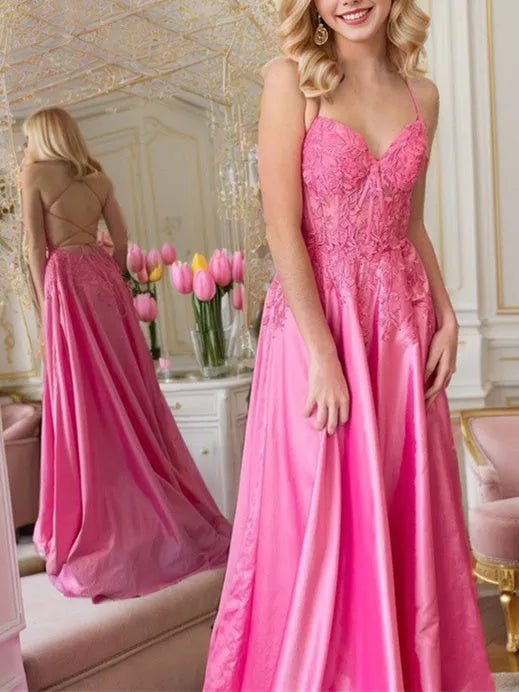 Princess Spaghetti Straps Floor-length Prom Dresses
