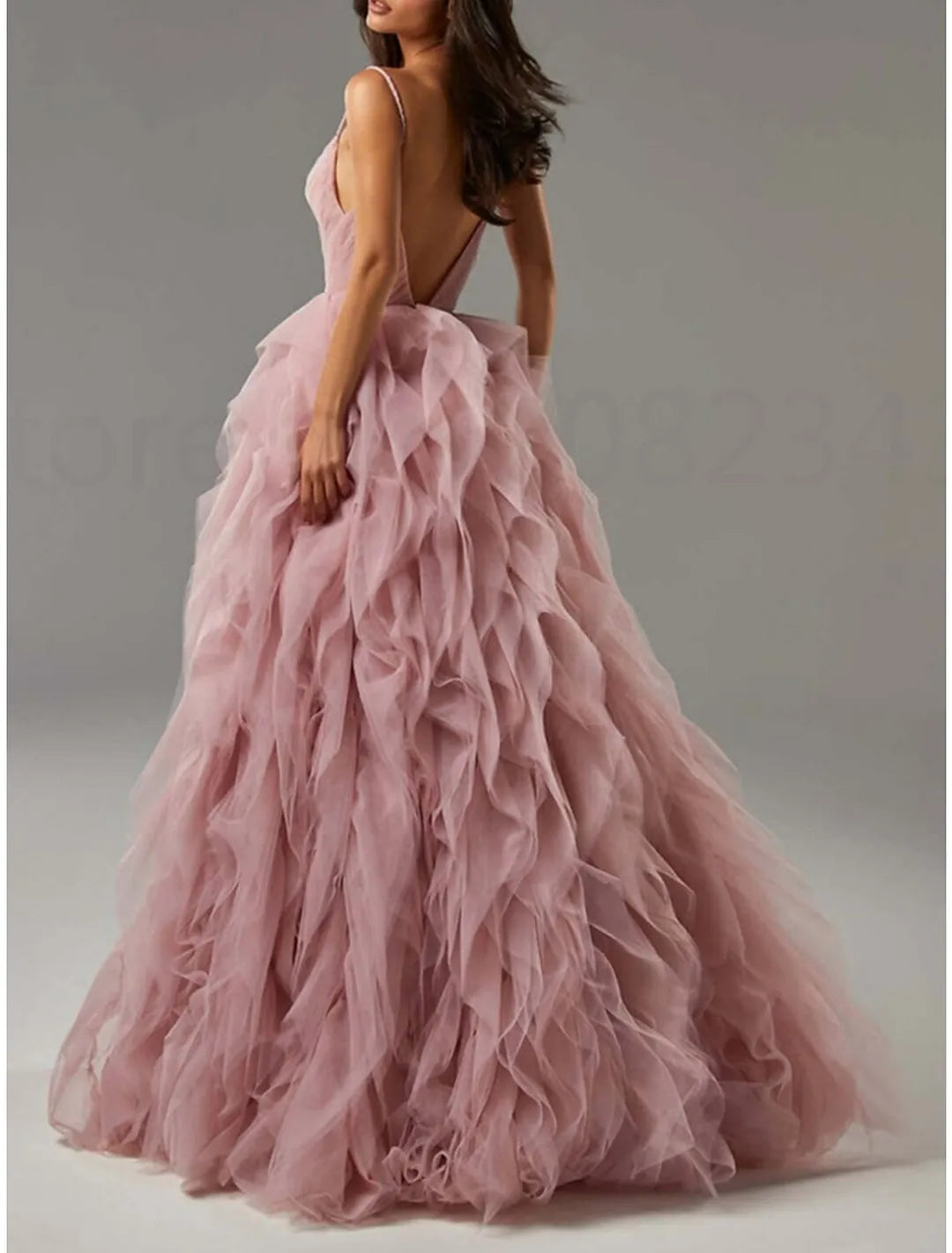 Princess Spaghetti Straps Long Prom Dresses