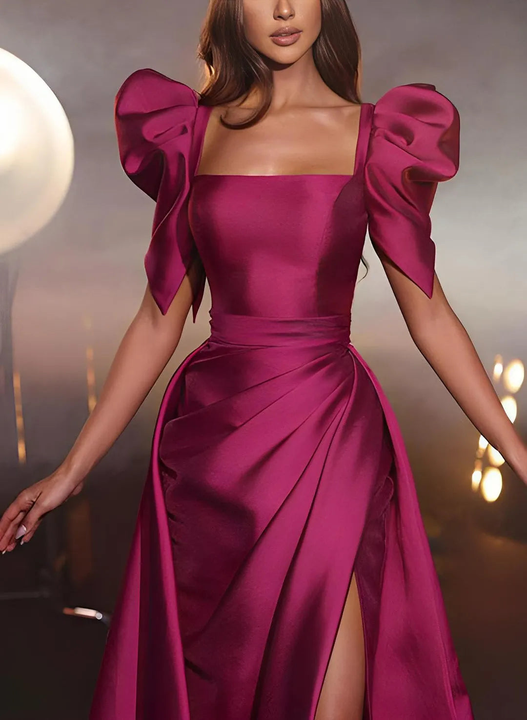 Princess Square Neck Floor-length Prom Dresses