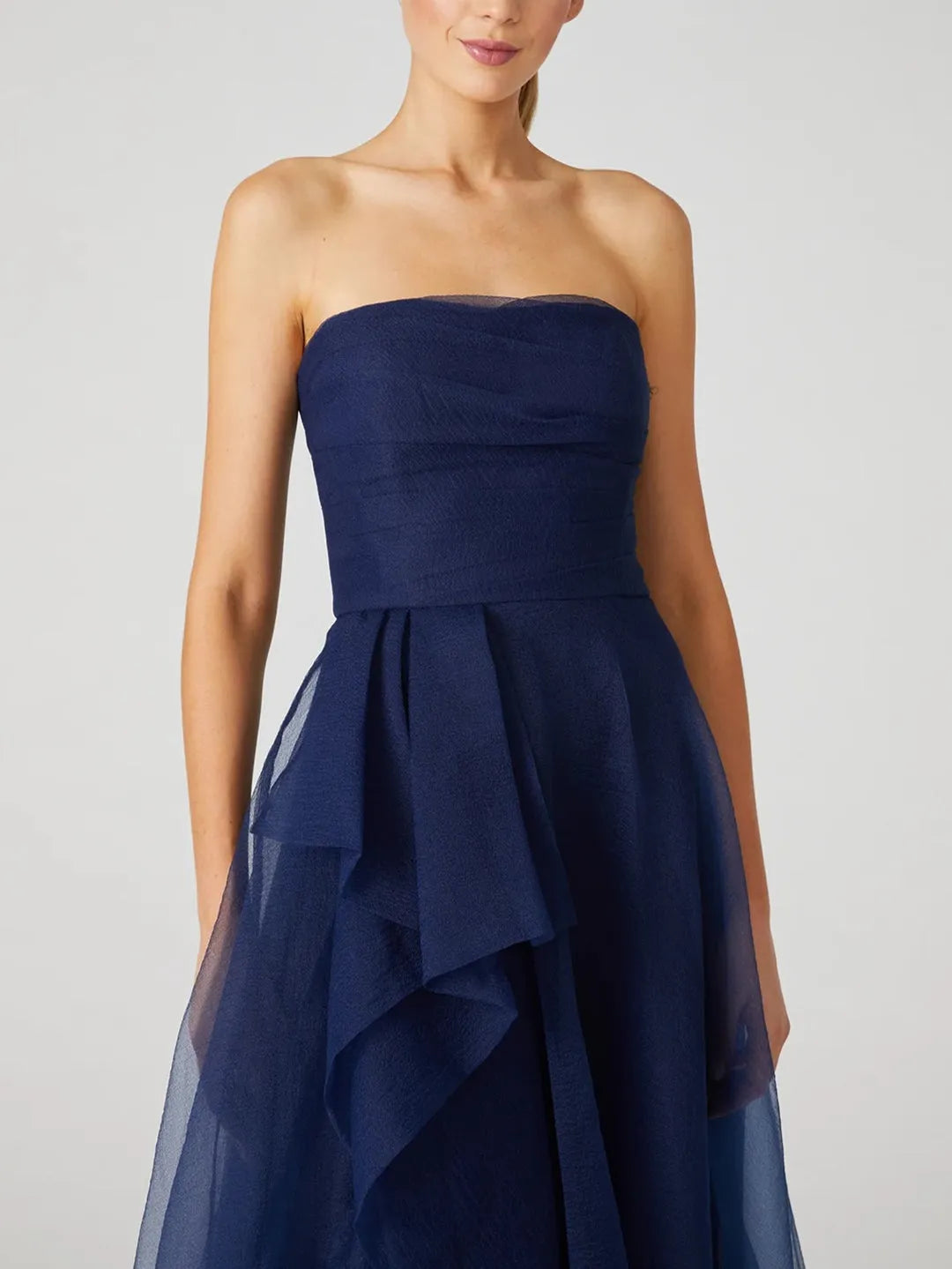 Princess Strapless Sleeveless Ankle-Length Evening Dress with Ruffles