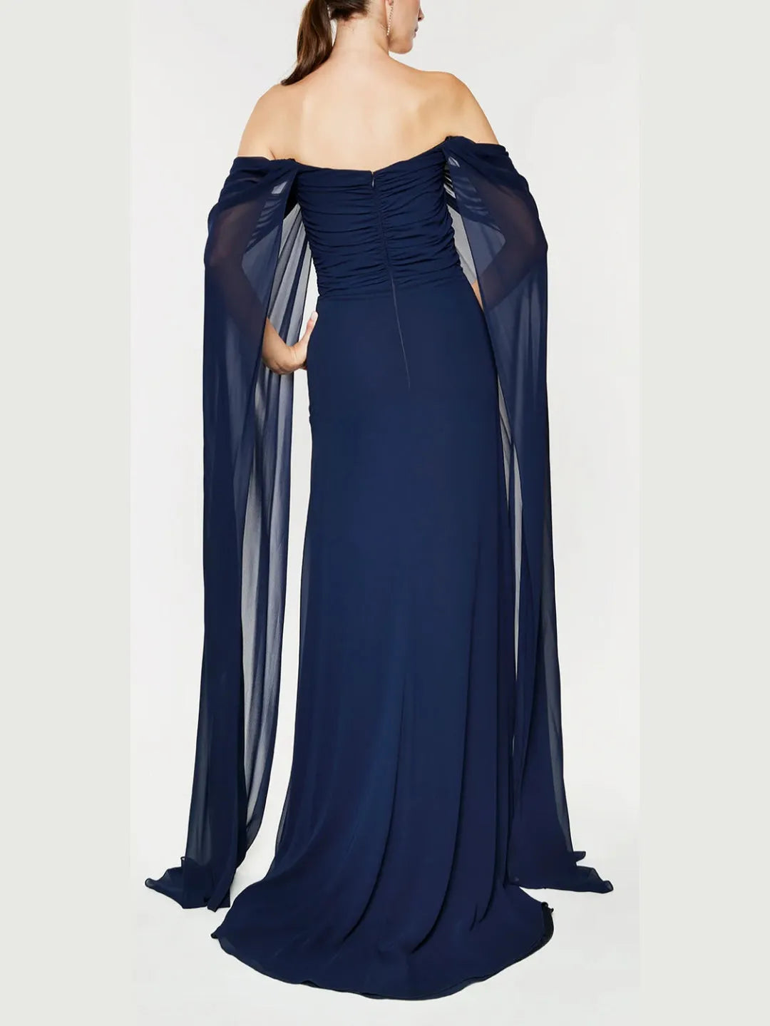 Princess Strapless Sleeveless Floor-Length Evening Dress with Watteau Train