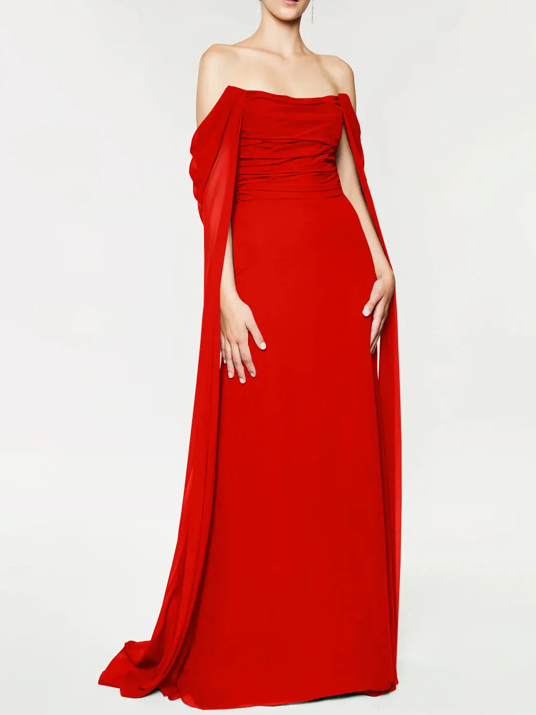 Princess Strapless Sleeveless Floor-Length Evening Dress with Watteau Train