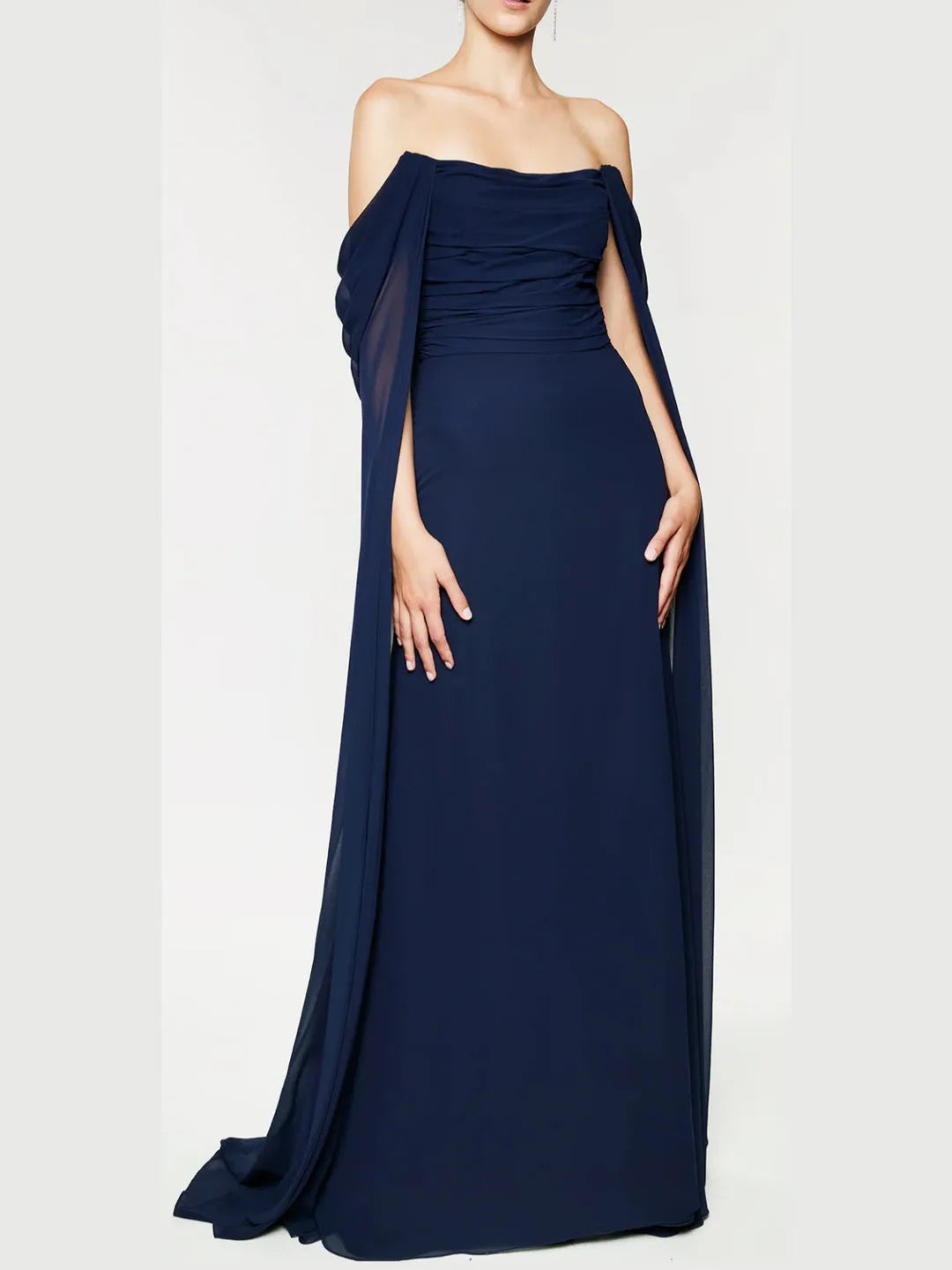 Princess Strapless Sleeveless Floor-Length Evening Dress with Watteau Train