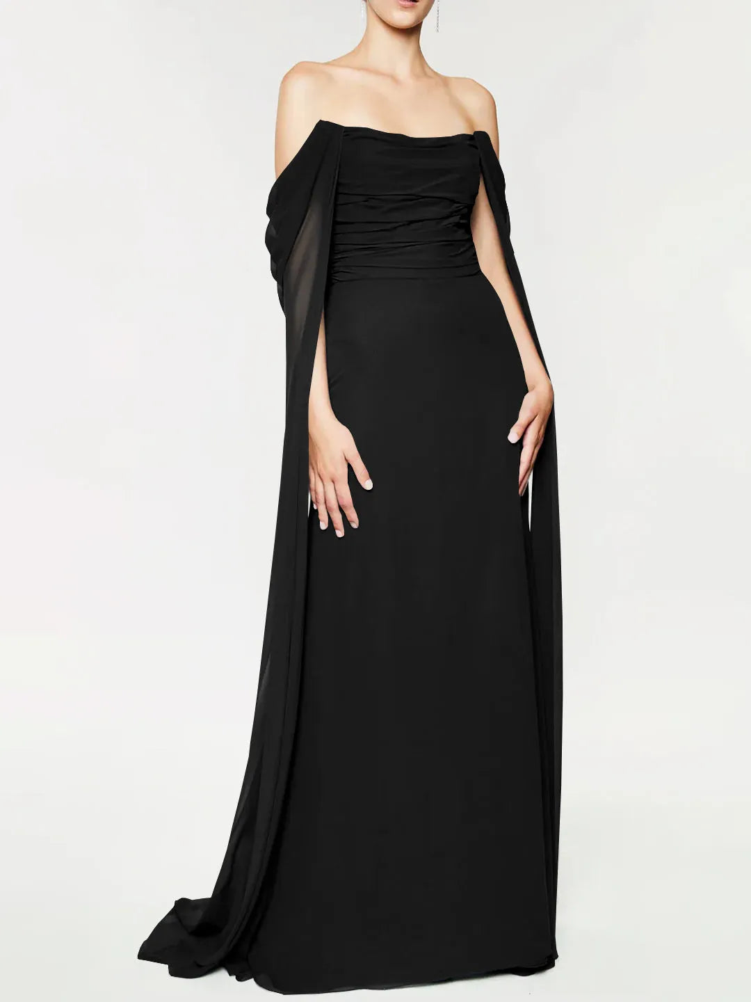 Princess Strapless Sleeveless Floor-Length Evening Dress with Watteau Train