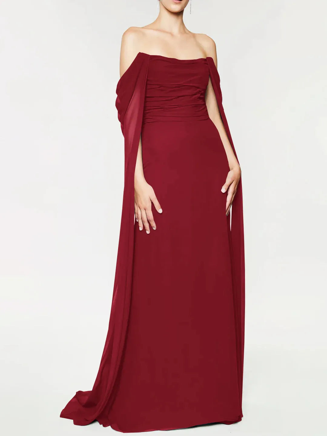Princess Strapless Sleeveless Floor-Length Evening Dress with Watteau Train