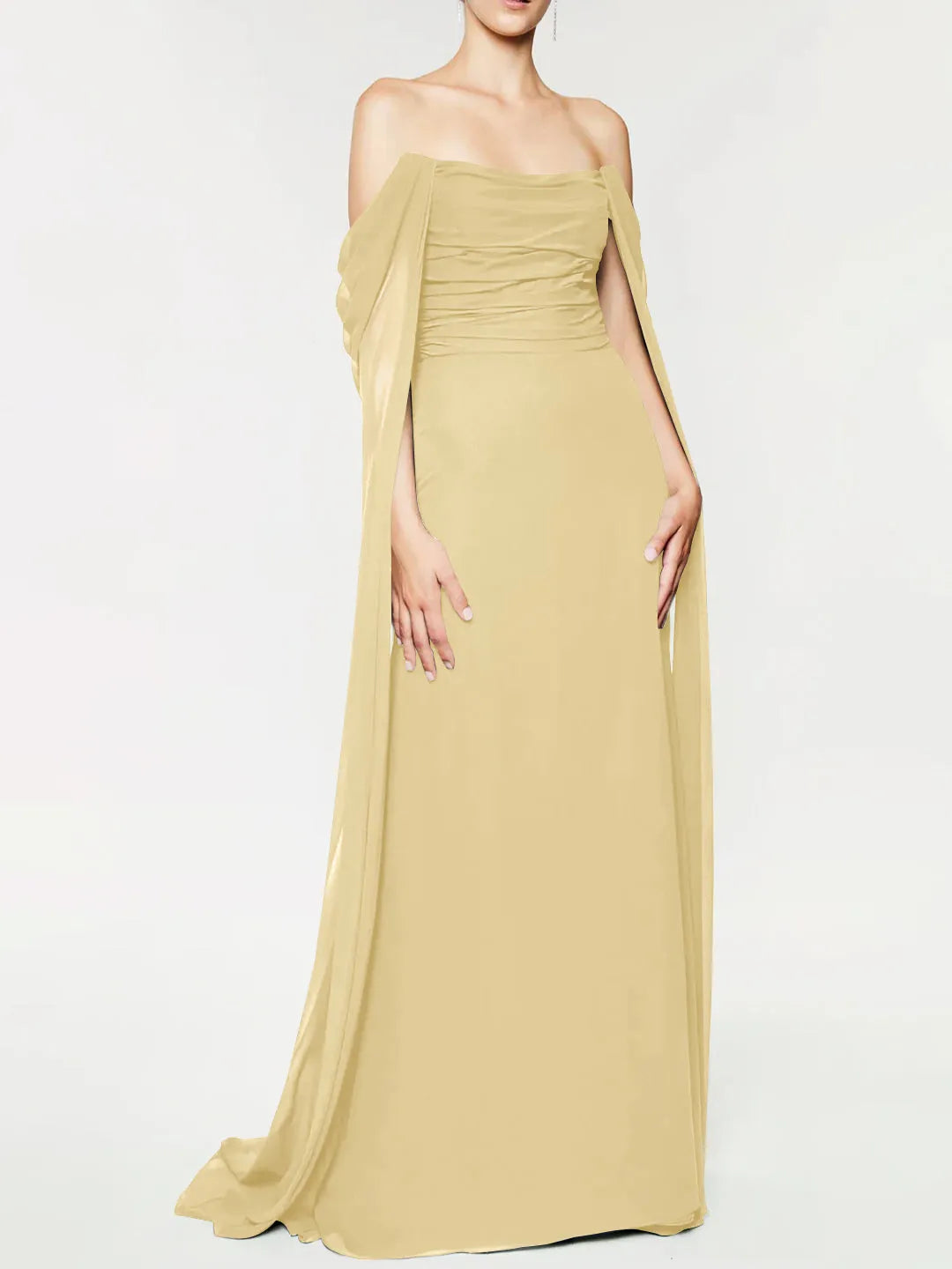 Princess Strapless Sleeveless Floor-Length Evening Dress with Watteau Train