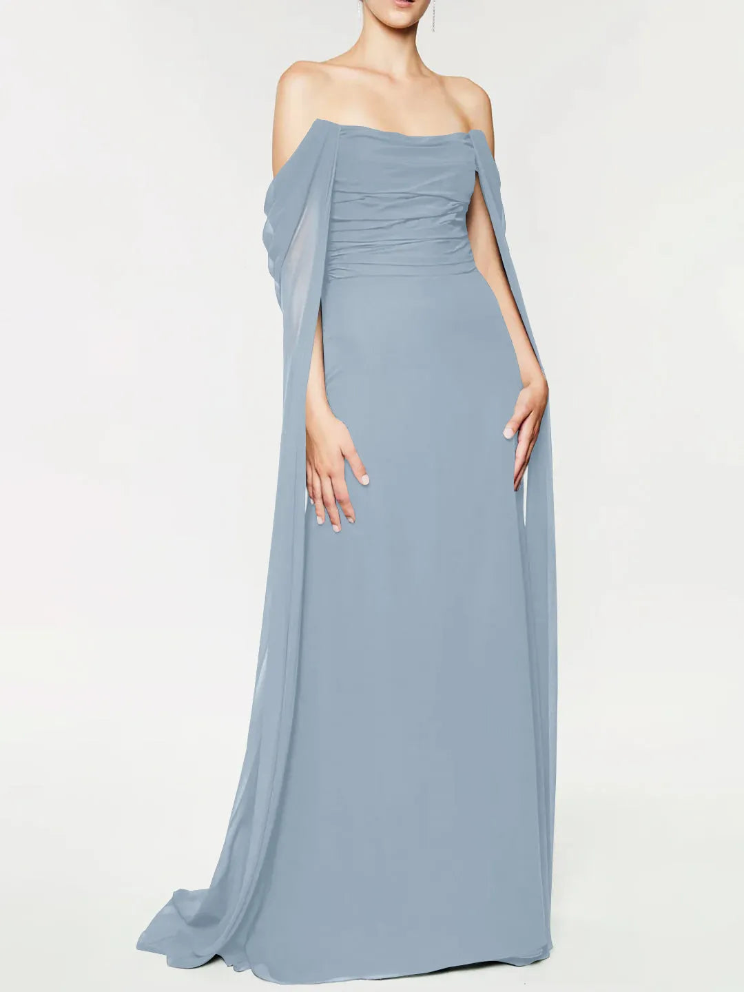 Princess Strapless Sleeveless Floor-Length Evening Dress with Watteau Train
