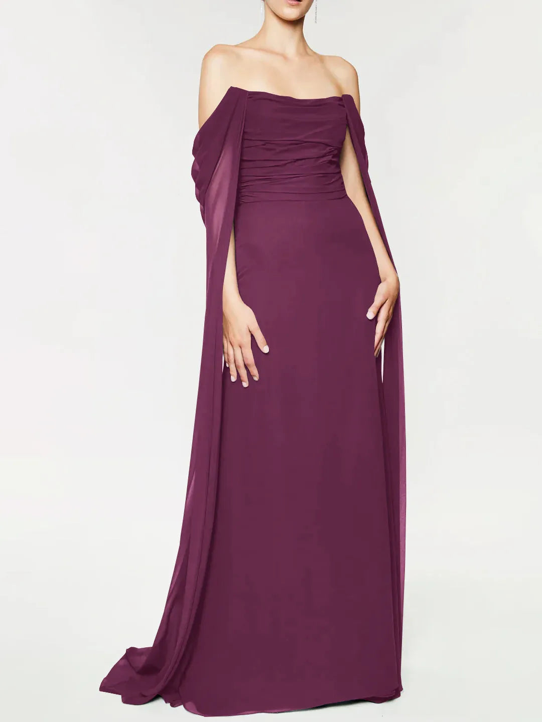 Princess Strapless Sleeveless Floor-Length Evening Dress with Watteau Train