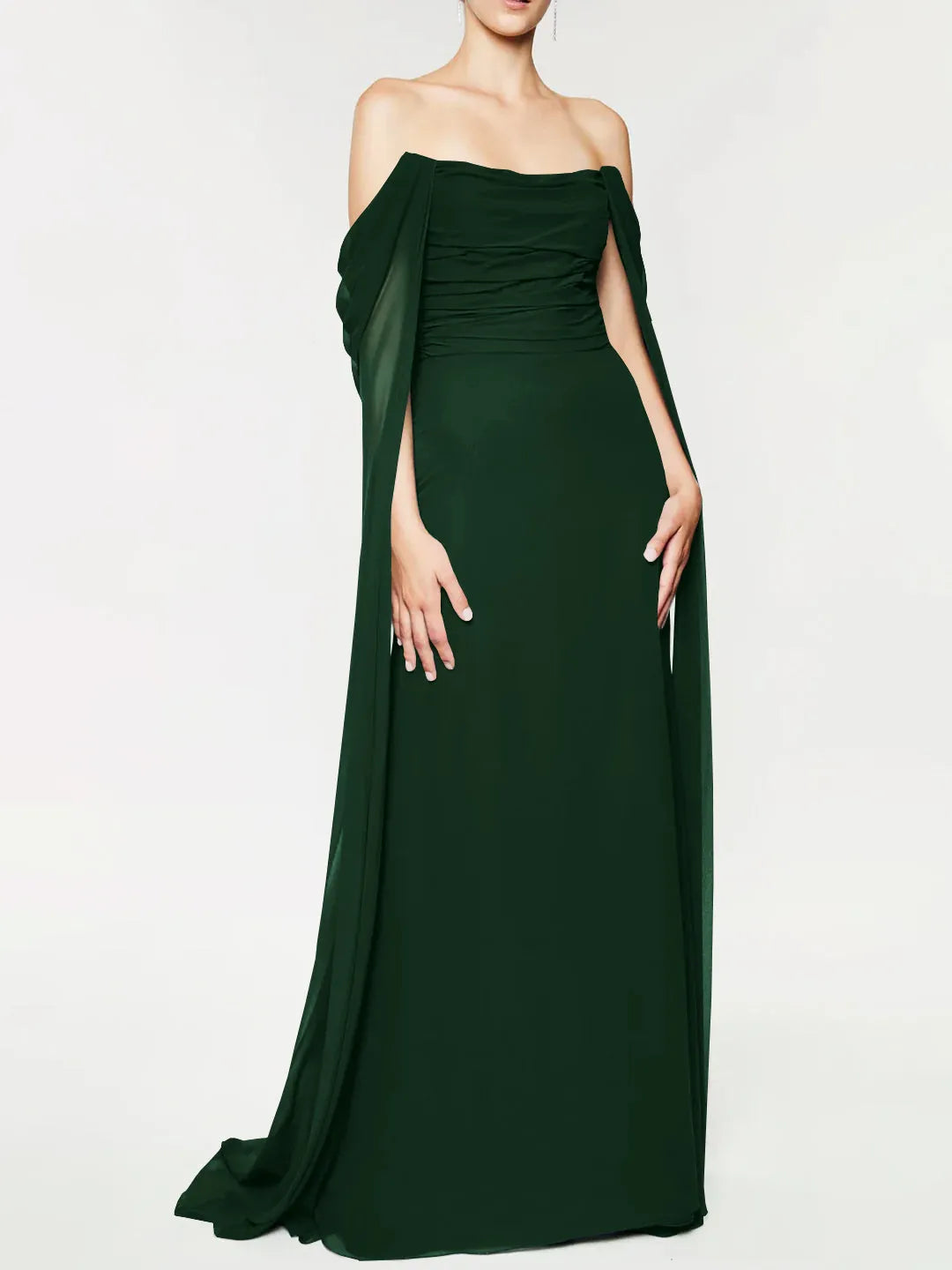 Princess Strapless Sleeveless Floor-Length Evening Dress with Watteau Train