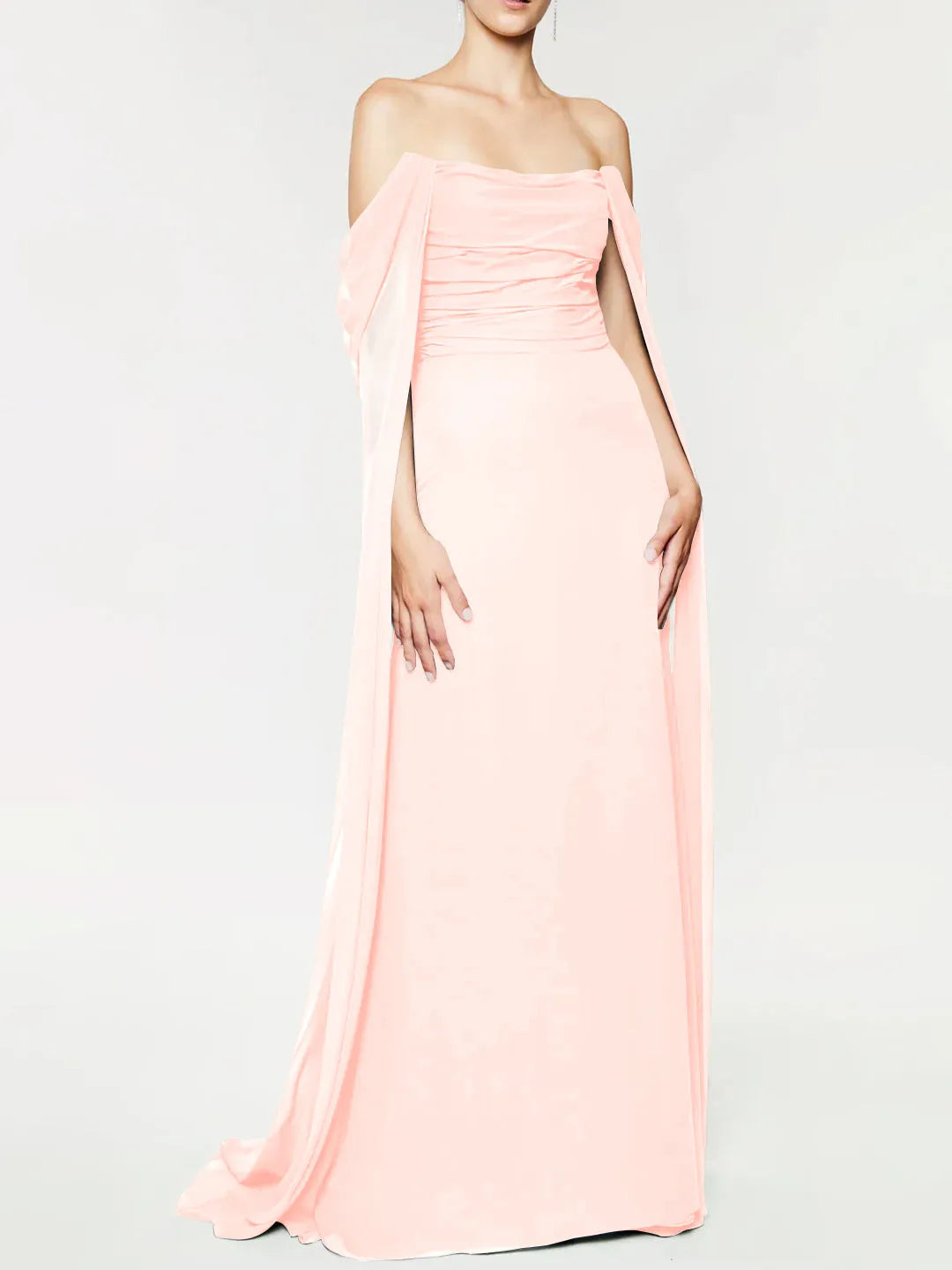 Princess Strapless Sleeveless Floor-Length Evening Dress with Watteau Train