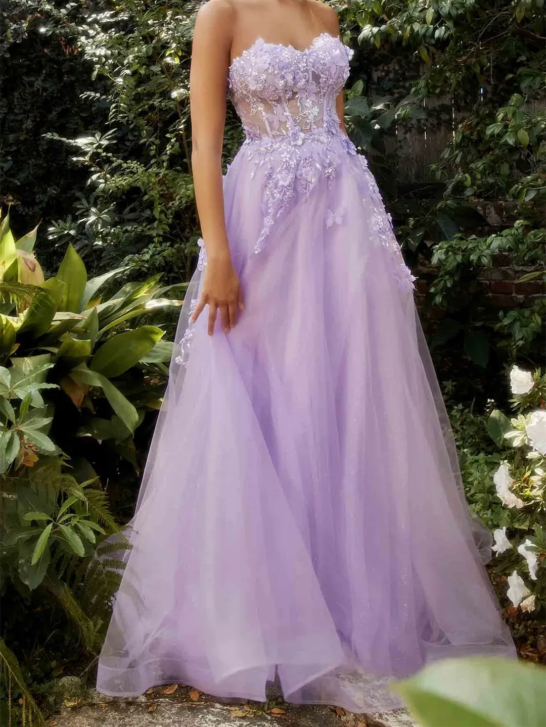 Princess Sweetheart Short Sleeves Floor-length Long Prom Dresses With Flowers