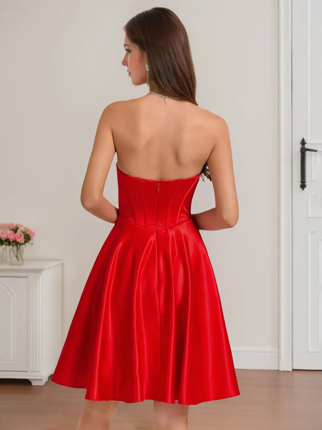 Princess Sweetheart Sleeveless Backless Short/Mini Homecoming Dresses with Bow