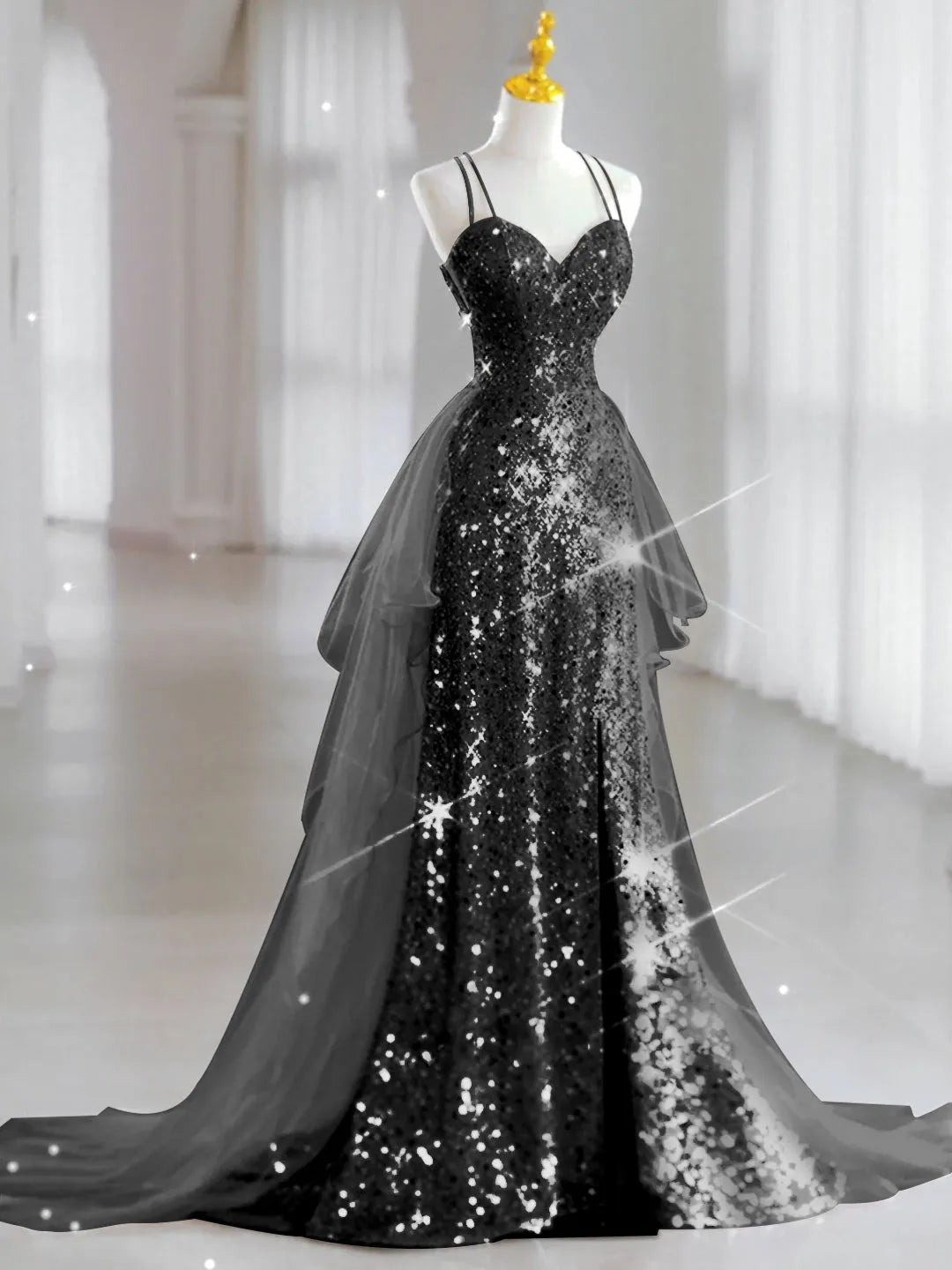 Princess Sweetheart Sleeveless Floor-Length Evening Dresses with Sequin