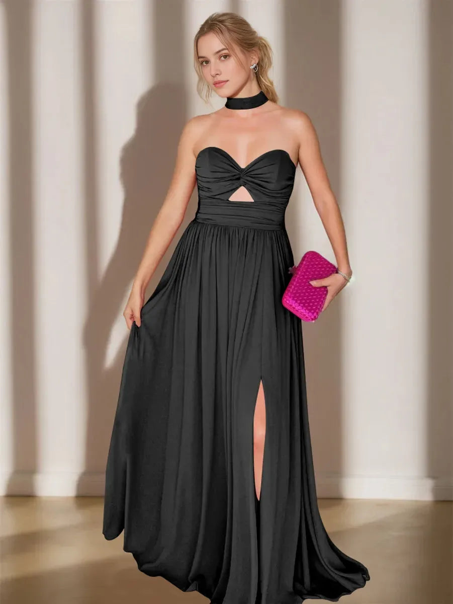 Princess Sweetheart Sleeveless Floor-Length Ruched Evening Dresses