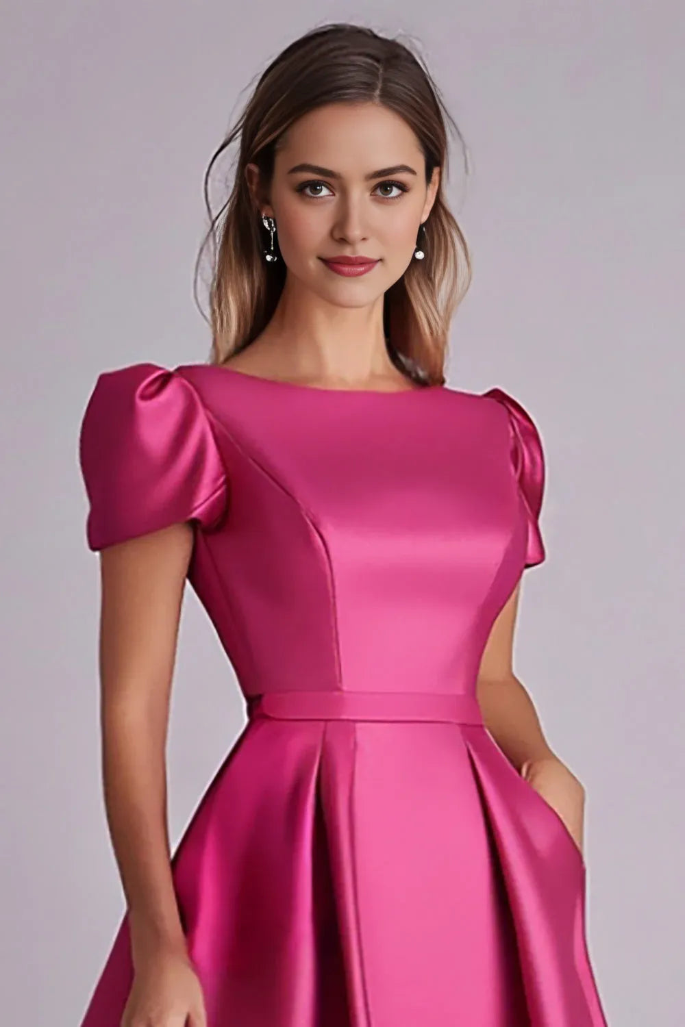 Puff Sleeves Mother of the Bride Dress