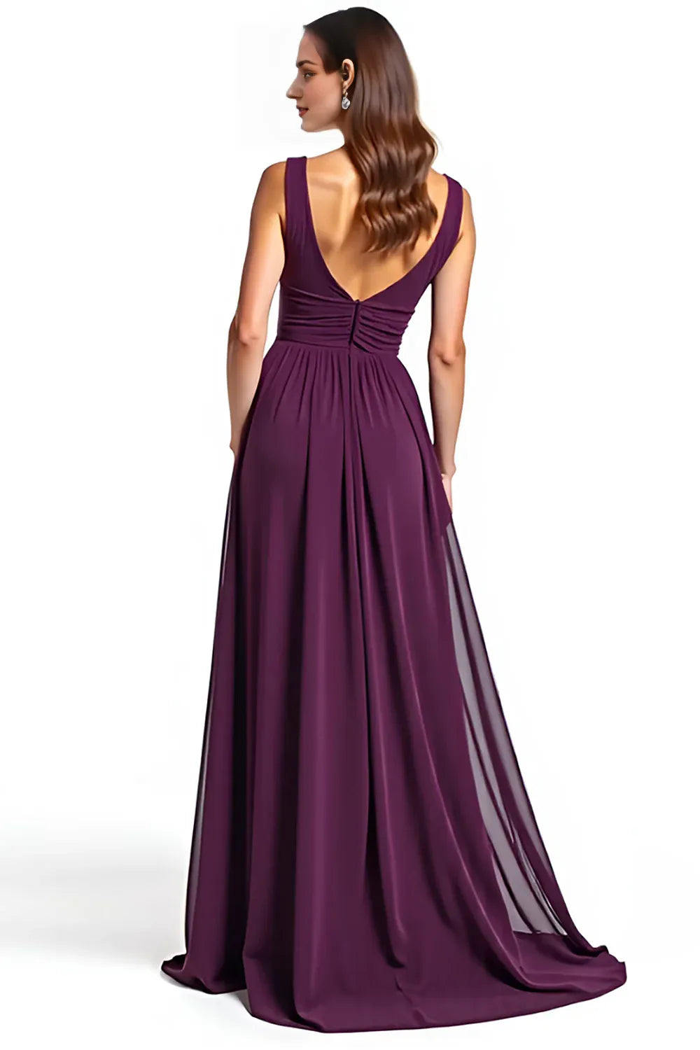 Purple Backless Long Mother of the Bride Dress