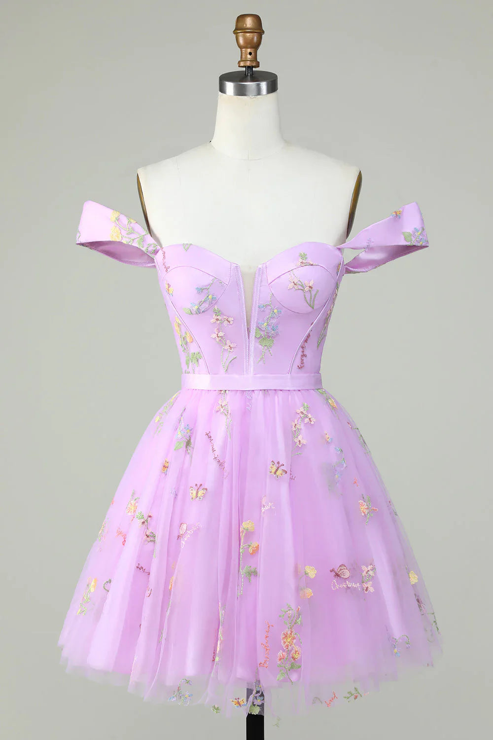 DingJiDress Cute A Line Sweetheart Grey Blue Short Homecoming Dress with Embroidery