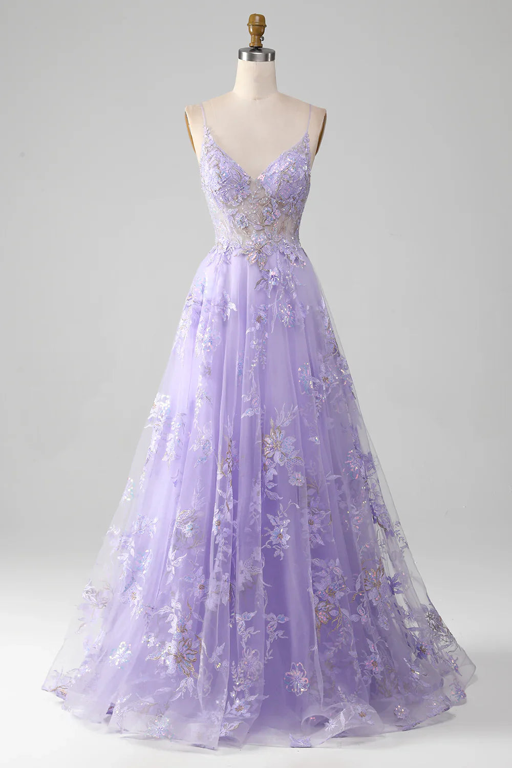 DingJiDress Purple A Line Bridesmaid Dress Spaghetti Straps Sparkly Prom Dress With Beading
