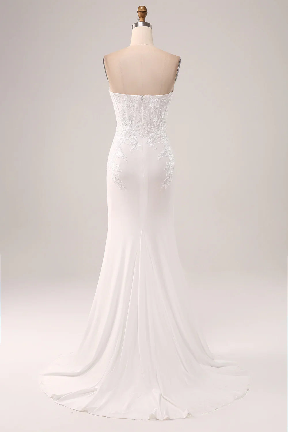 DingJiDress Ivory Strapless Mermaid Wedding Party Dress