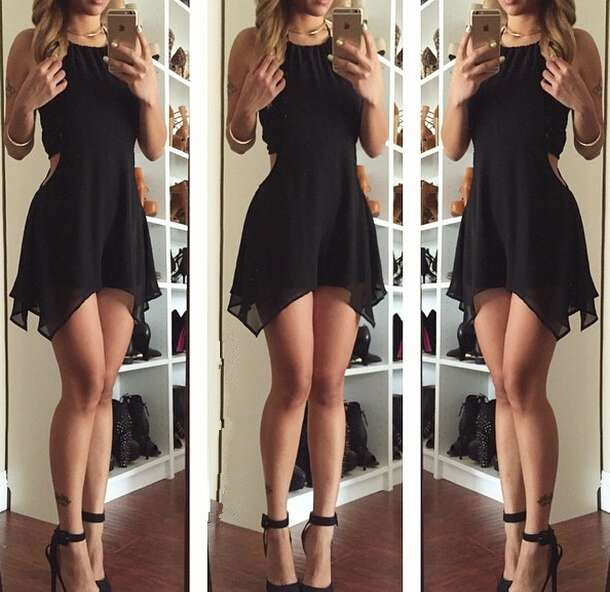 Black homecoming Dress Chiffon Dress Sexy Halter Party Dress Backless Dress for Summer Party