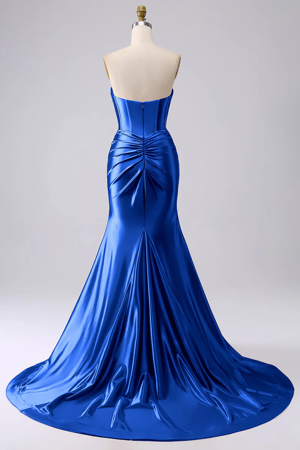 DingJiDress Sparkly Darrk Navy Mermaid Sweetheart Corset Long Prom Dress with Slit