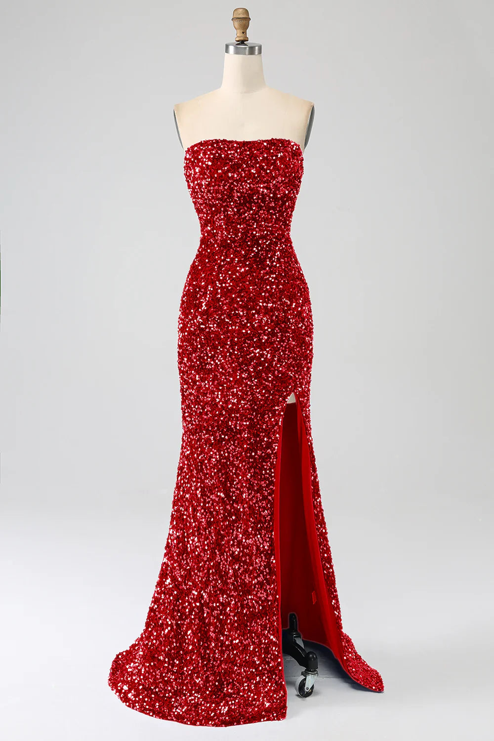 DingJiDress Prom Dress Mermaid Strapless Sequins Long With Slit Gorgeous Formal Women's Dresses Wedding Guests Dresses