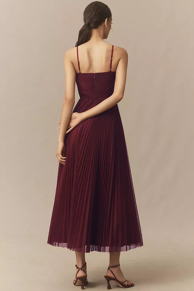 Romantic A-Line Sweetheart Neck Spaghetti Strap Back Zip Ankle Length Ruffled Prom Dresses