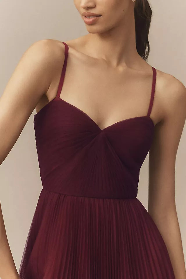 Romantic A-Line Sweetheart Neck Spaghetti Strap Back Zip Ankle Length Ruffled Prom Dresses
