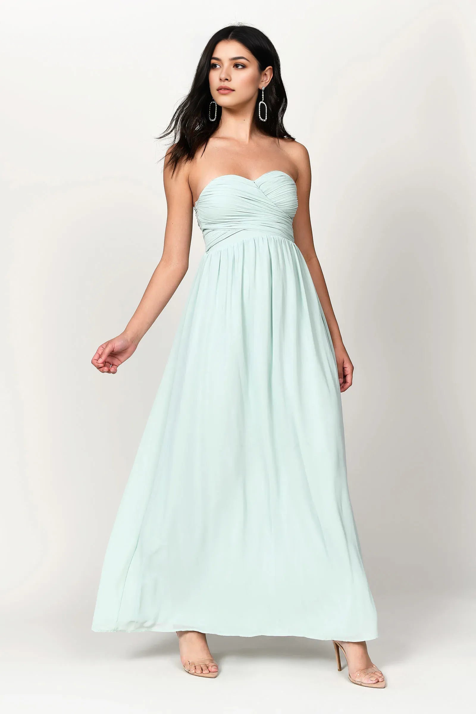Romantic Dusty Purple A-Line Sweetheart Neck Sleeveless Ruched Chiffon Back Zip Floor-Length Prom Dresses