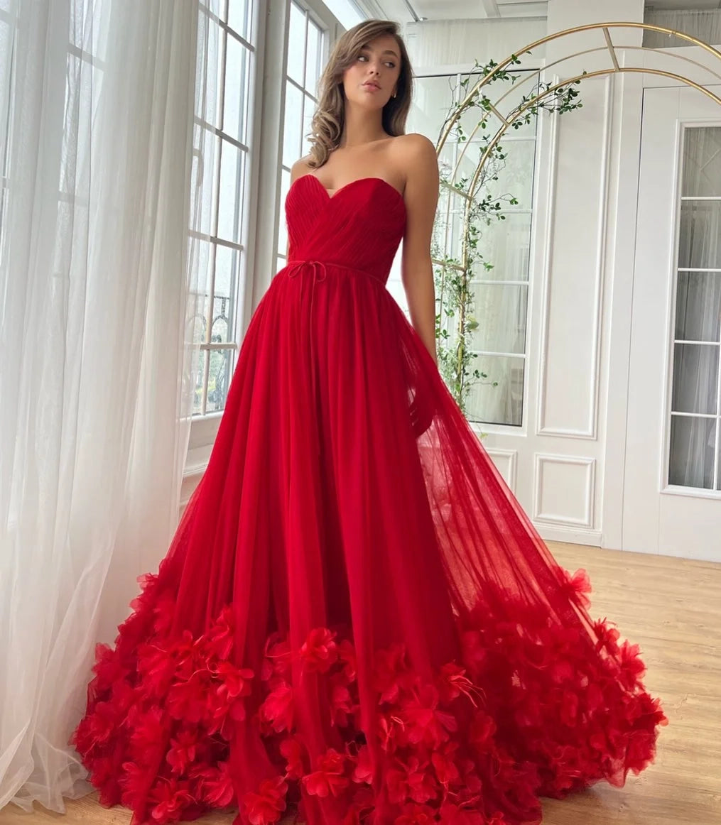 Romantic Sweetheart Sleeveless Floral Black Maxi Party Dress