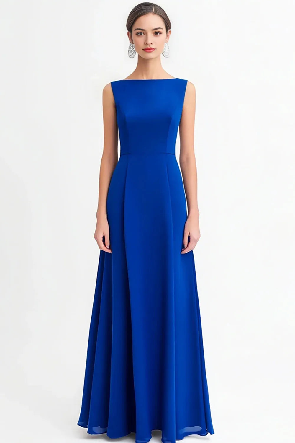 Royal Blue Boat Neck A Line Evening Dress
