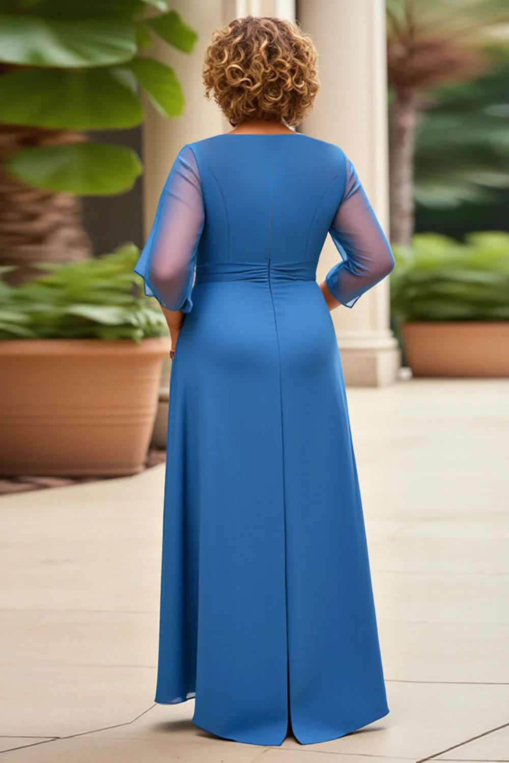Royal Blue Chiffon Plus Size Long A Line Mother of the Bride Dress