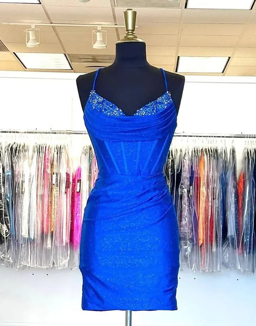 DingJiDress Gorgeous Spaghetti Straps Short Glitter Hoco Party Dress