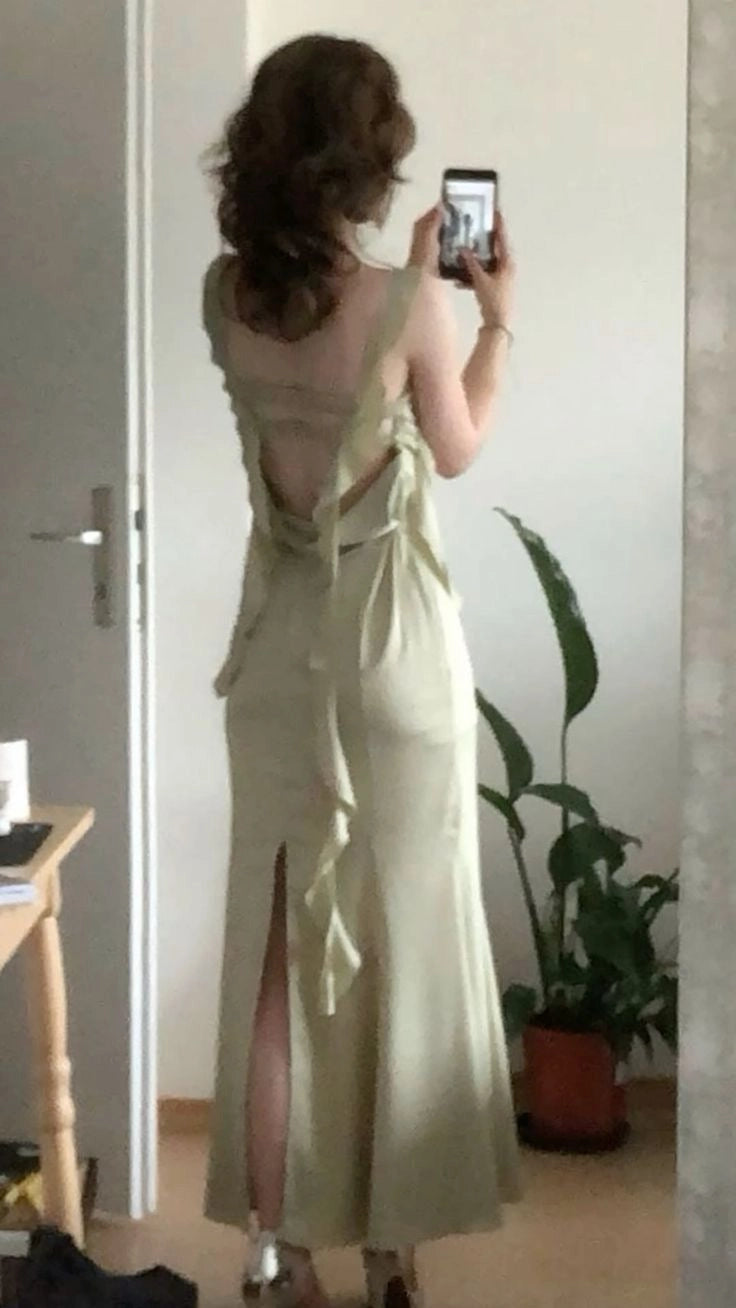 Ruffled Green Mermaid Long Prom Dresses elegant evening dress