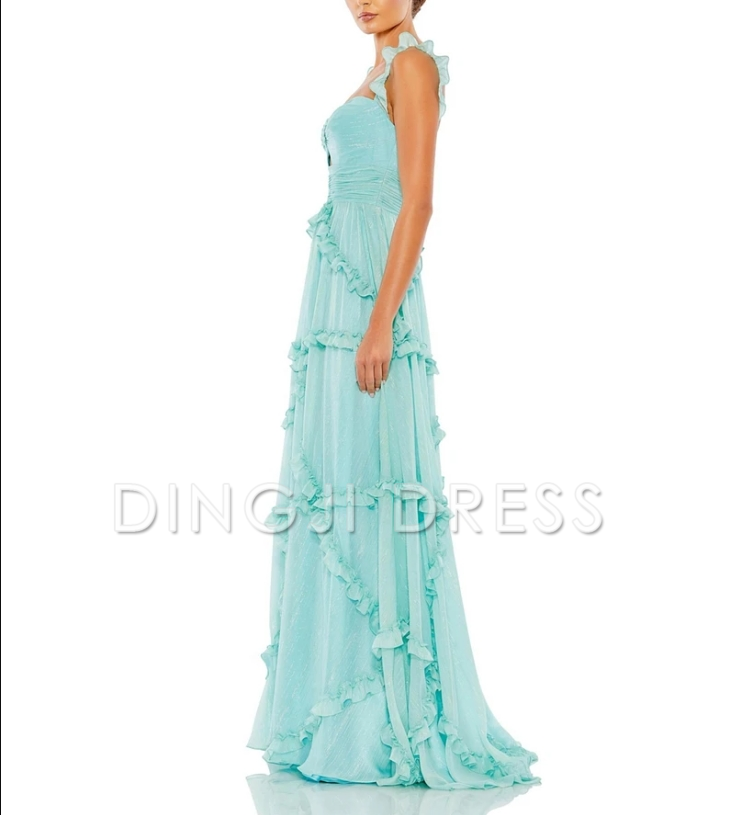 DingJiDress Charming A Line Sweetheart Long with Ruffles Fashion Cute Prom Dress