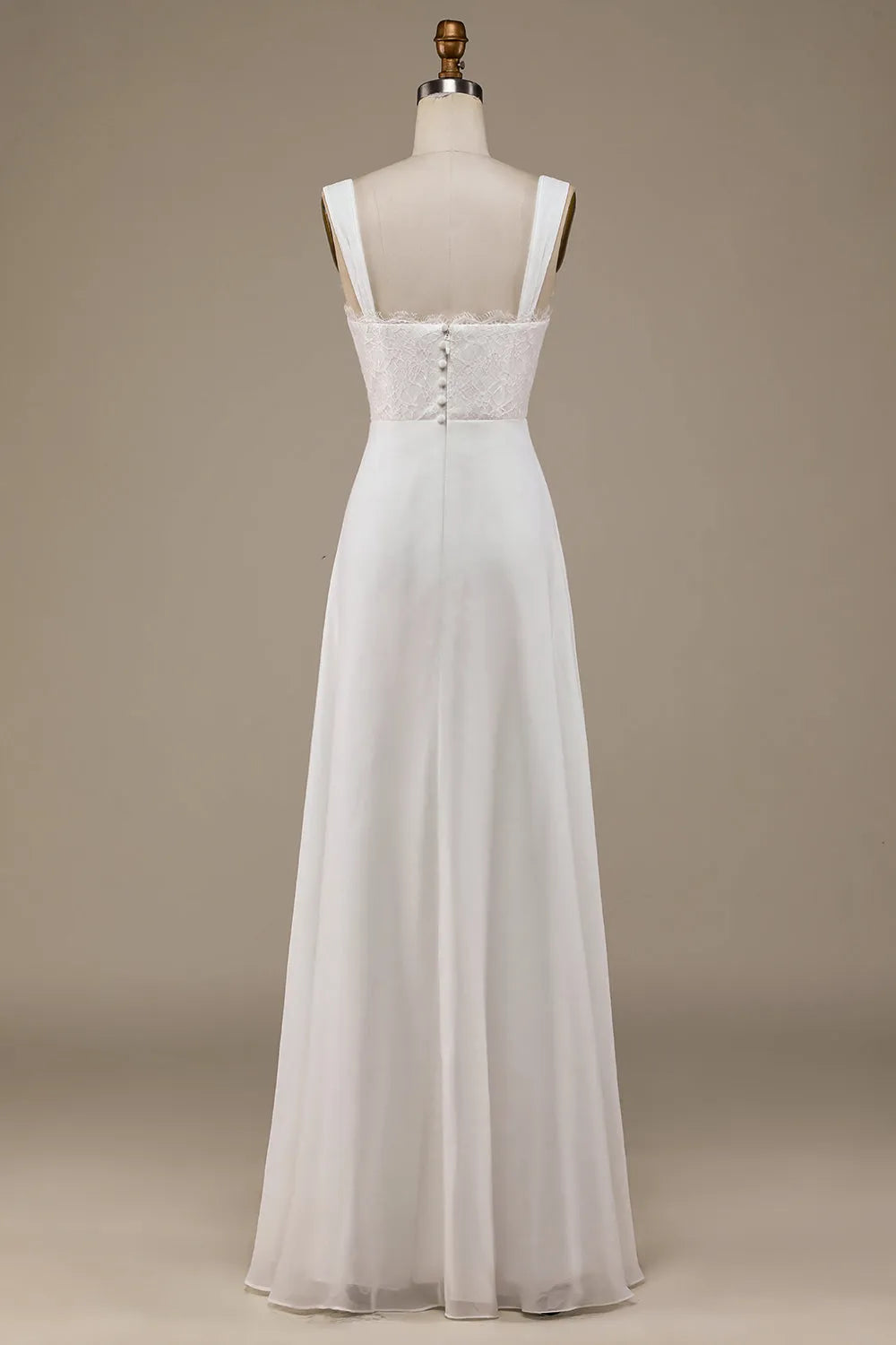 Scoop Neck Boho Wedding Dress with Lace