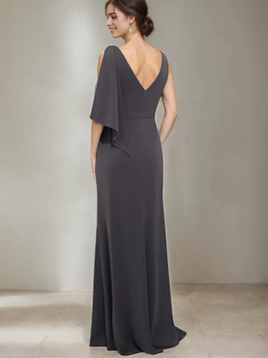 Scoop Neck Mother Of The Bride Groom Dresses with Beading Split Side