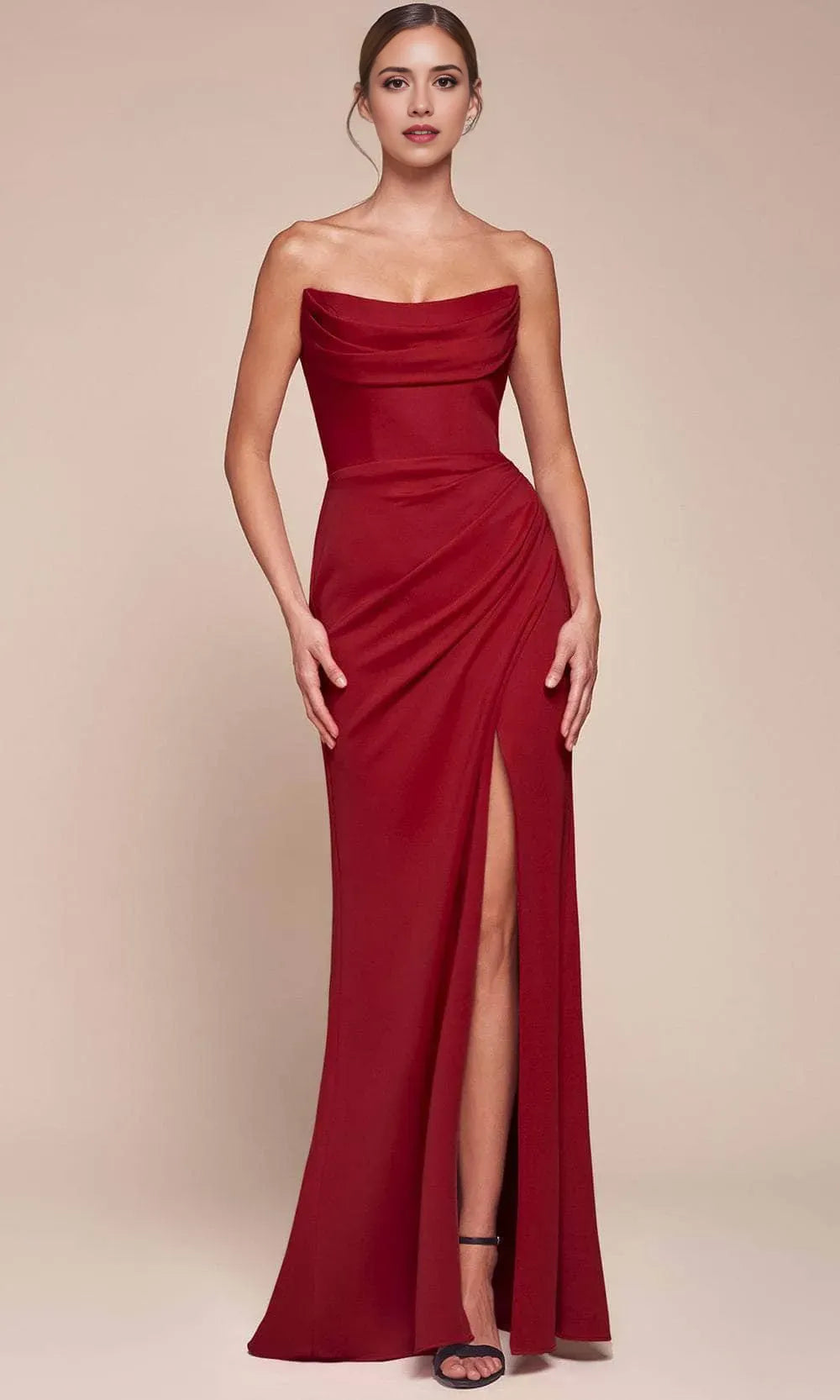 Sexy Strapless Black Mermaid Gown Draped Bodice High Side Slit for Glamorous Proms