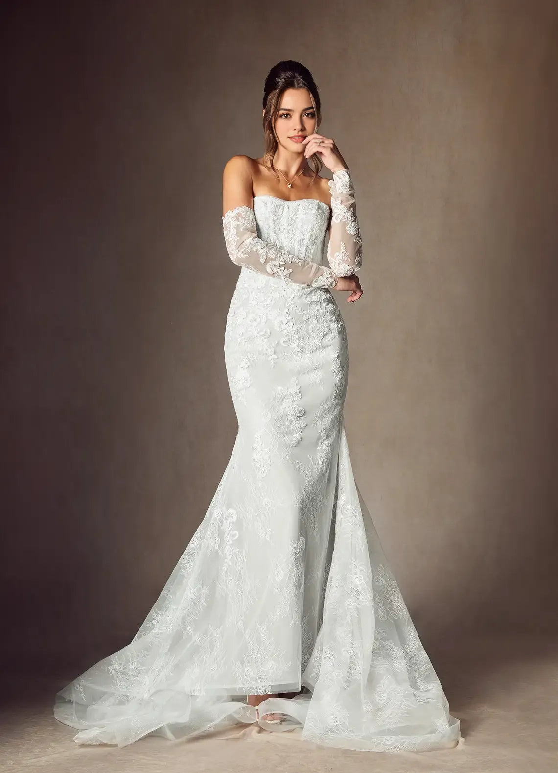 Sexy white Mermaid Strapless Lace Bodice Wedding Dresses Fitted Tight Wedding Dresses for Women  for women hot sale