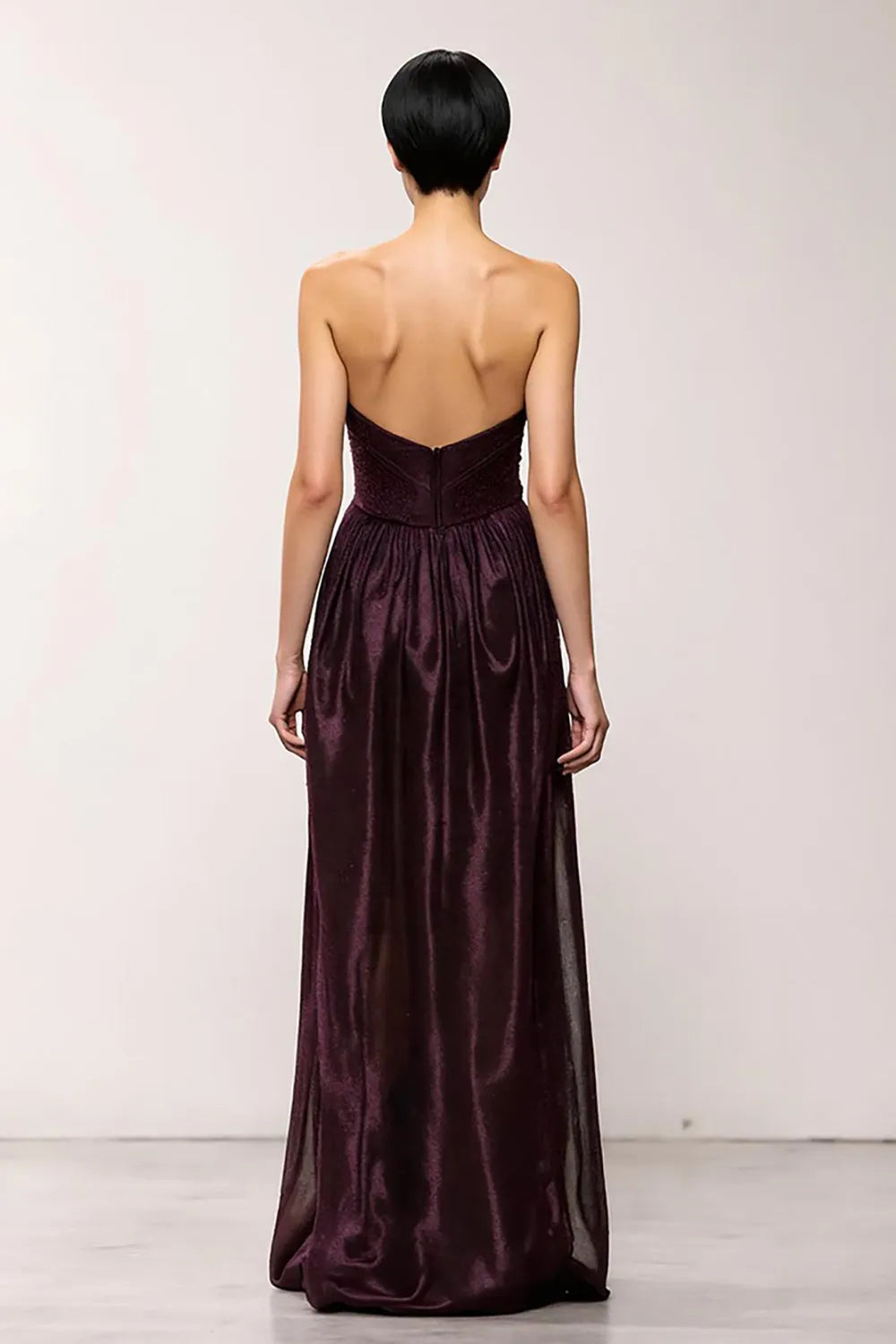 Simple Coffee Strapless Sheath Long Evening Dress