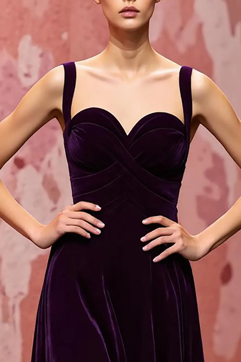 Simple Dark Purple Velvet A Line Long Holiday Party Dress