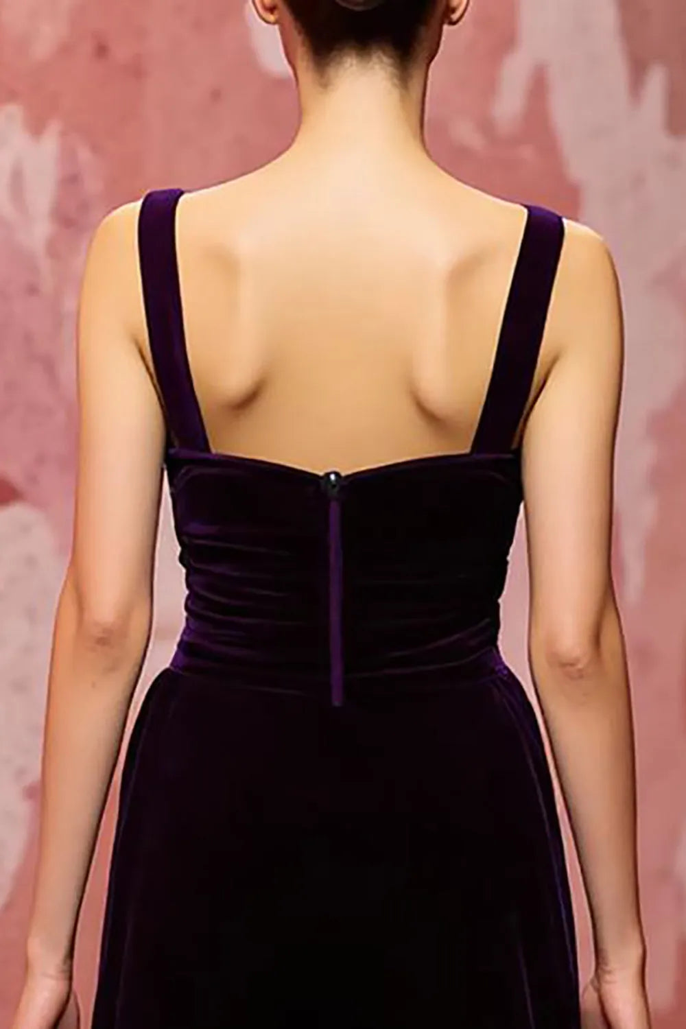 Simple Dark Purple Velvet A Line Long Holiday Party Dress