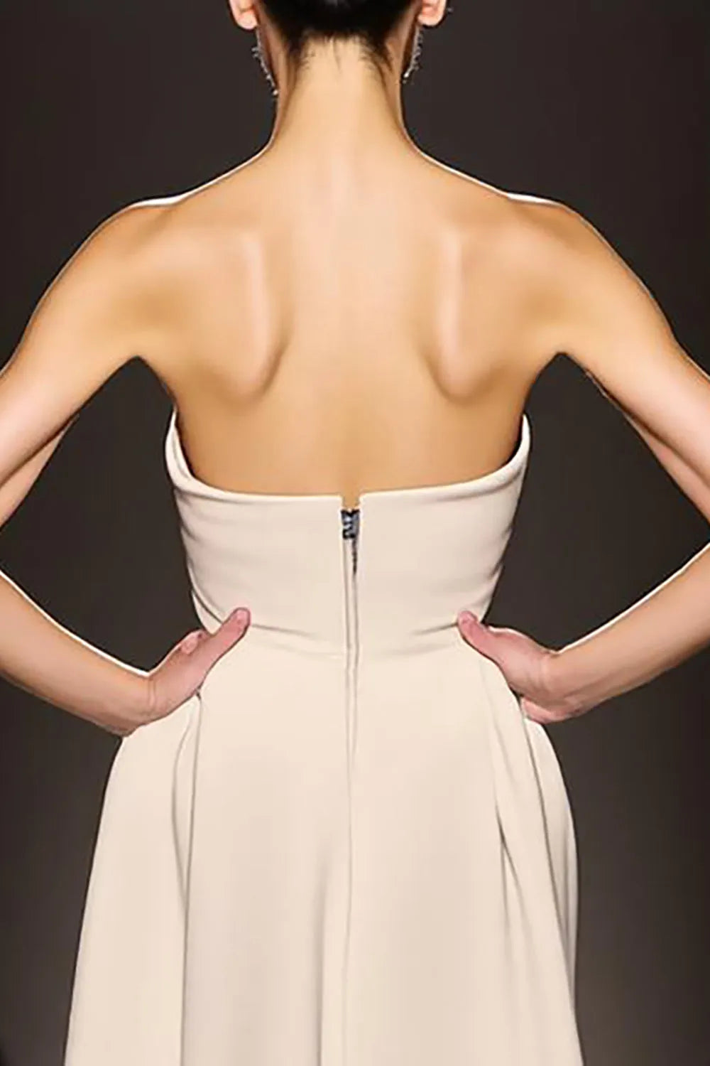 Simple Ivory Sheath Strapless Backless Satin Long Evening Dress