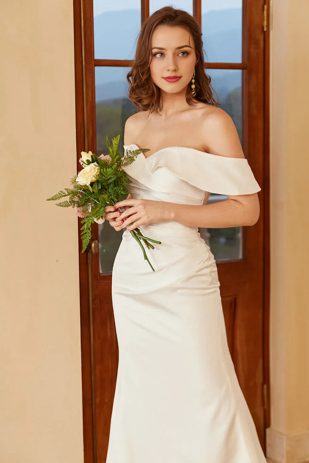 Simple Off the Shoulder Wedding Dress