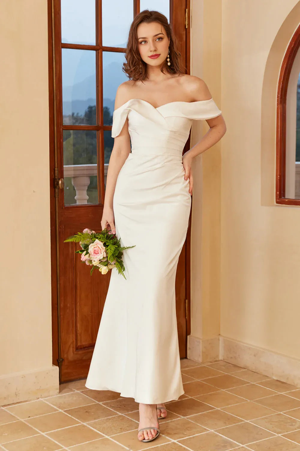 Simple Off the Shoulder Wedding Dress