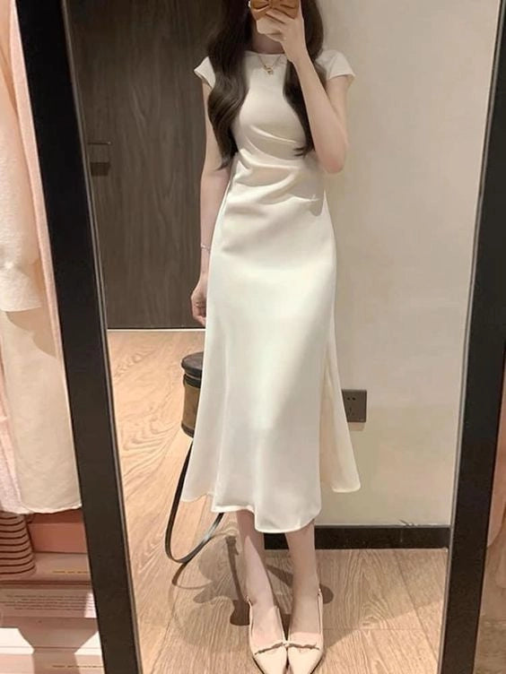 Simple Prom Dress White Evening Party Dress