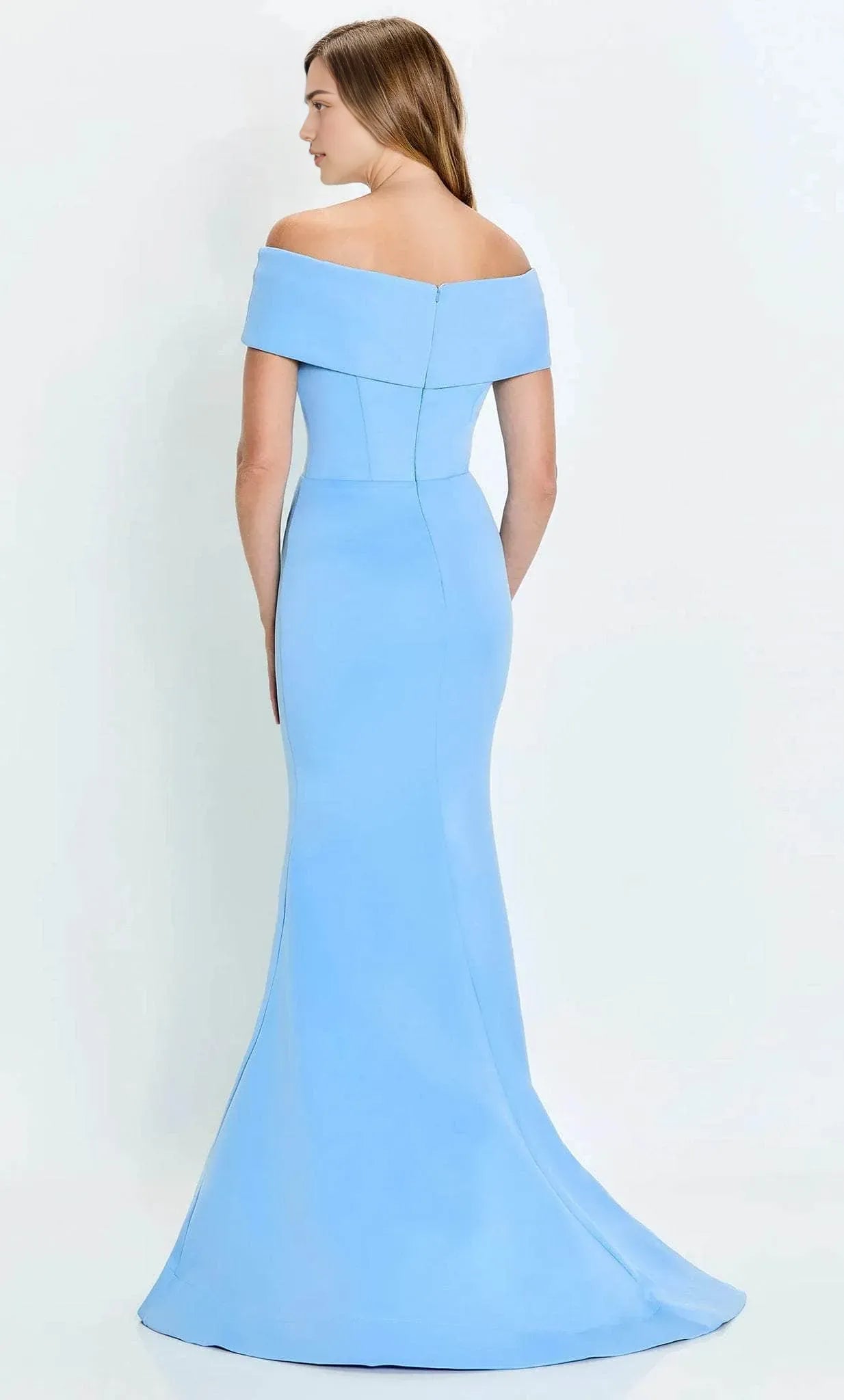 Sky - Blue Off - Shoulder Mermaid Evening Dress with Structured Neckline and Flattering Silhouette for Formal Occasions