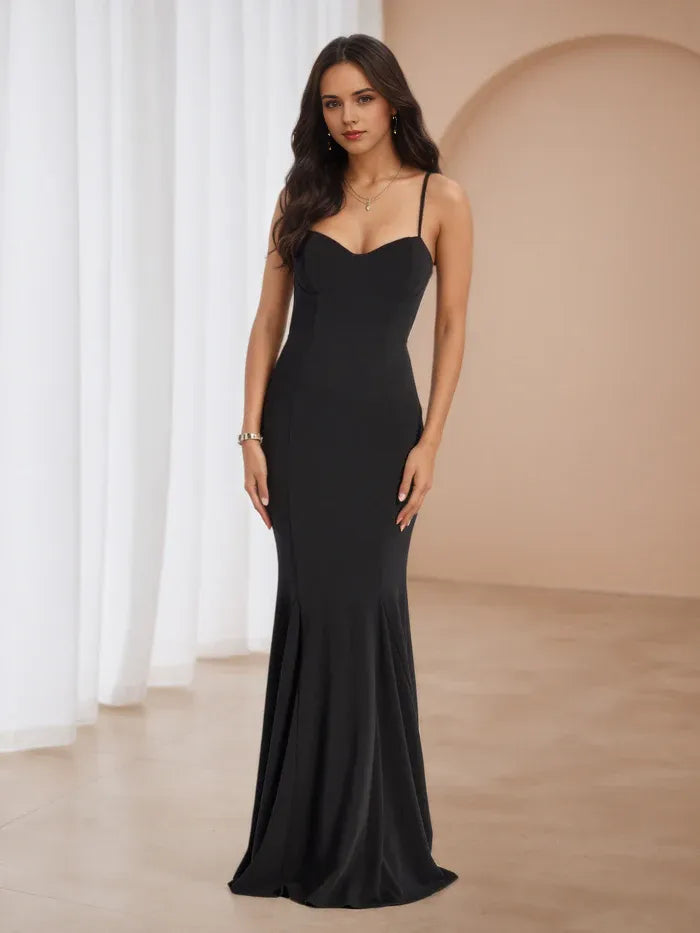 Sleek Black Mermaid Prom Dress Sweetheart Neckline  Figure - Hugging Fit for Timeless Gala Elegance